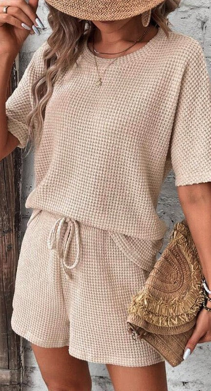 Textured shorts set