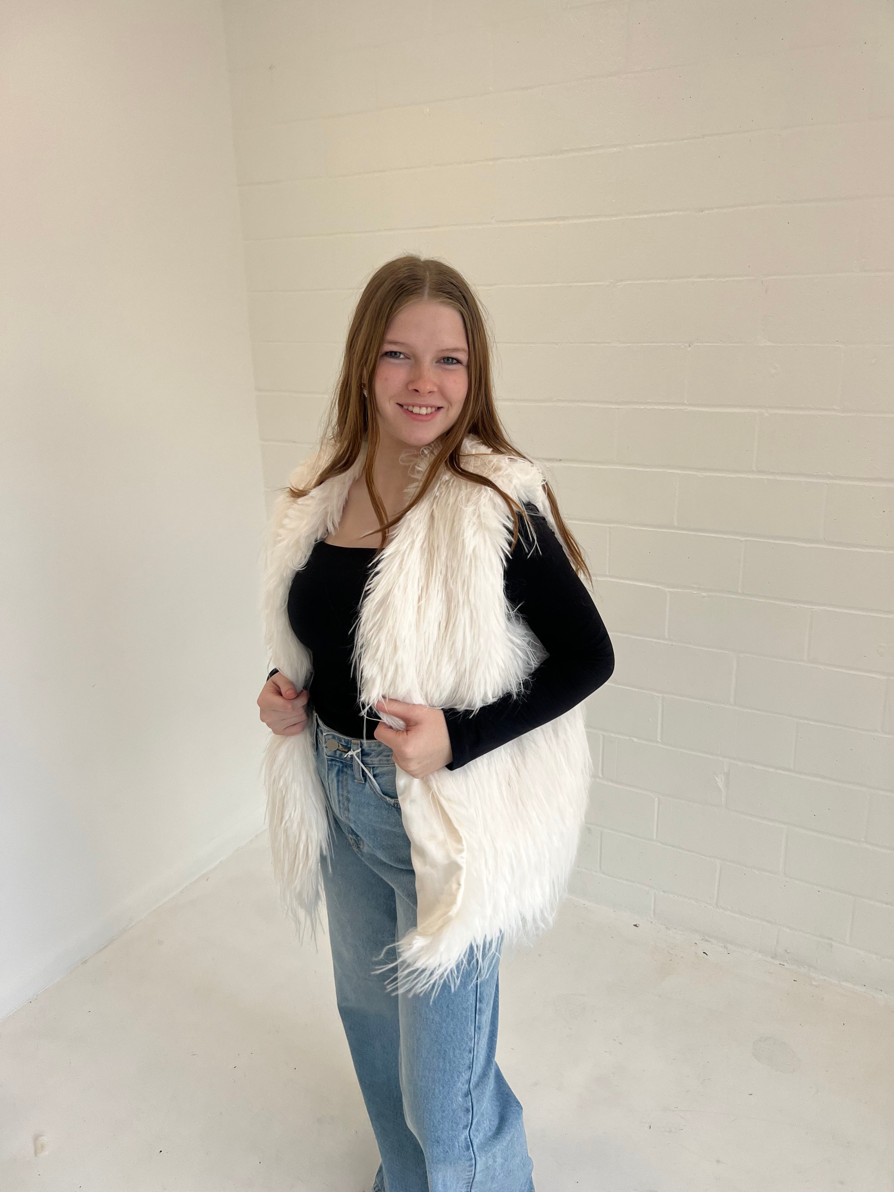 Ivory hot sale fur vest