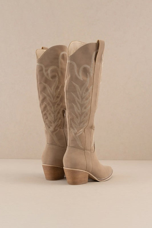 SAMARA-EMBROIDERY WESTERN KNEE HIGH BOOTS