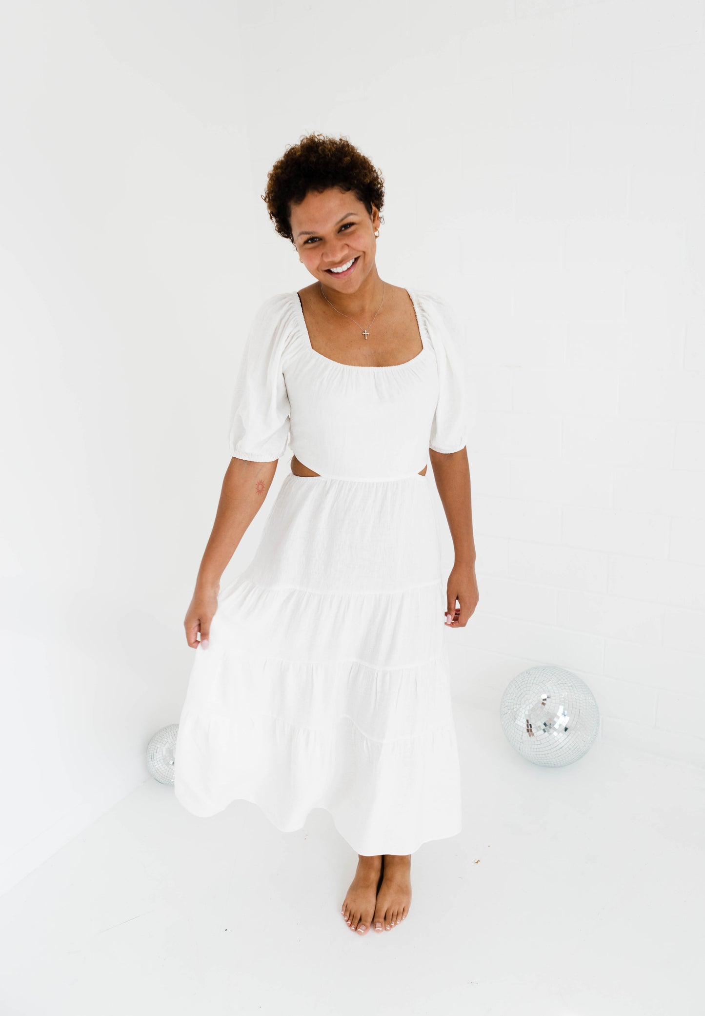 Large: Keely White Cut Out Dress