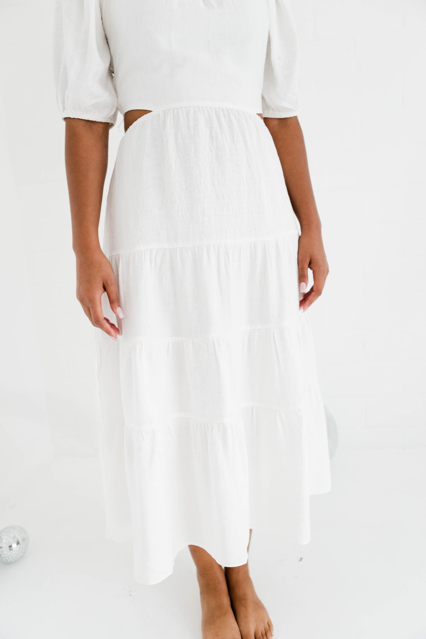 Large: Keely White Cut Out Dress