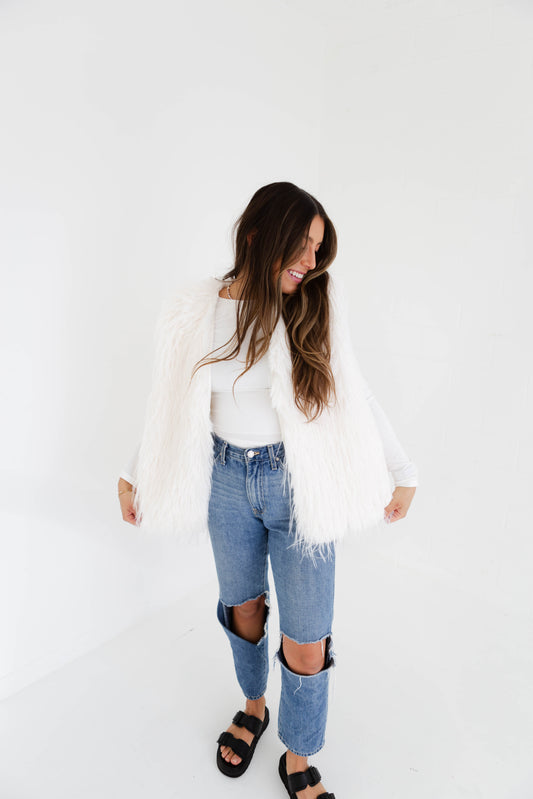 Ivory Fur Vest - ONE SIZE