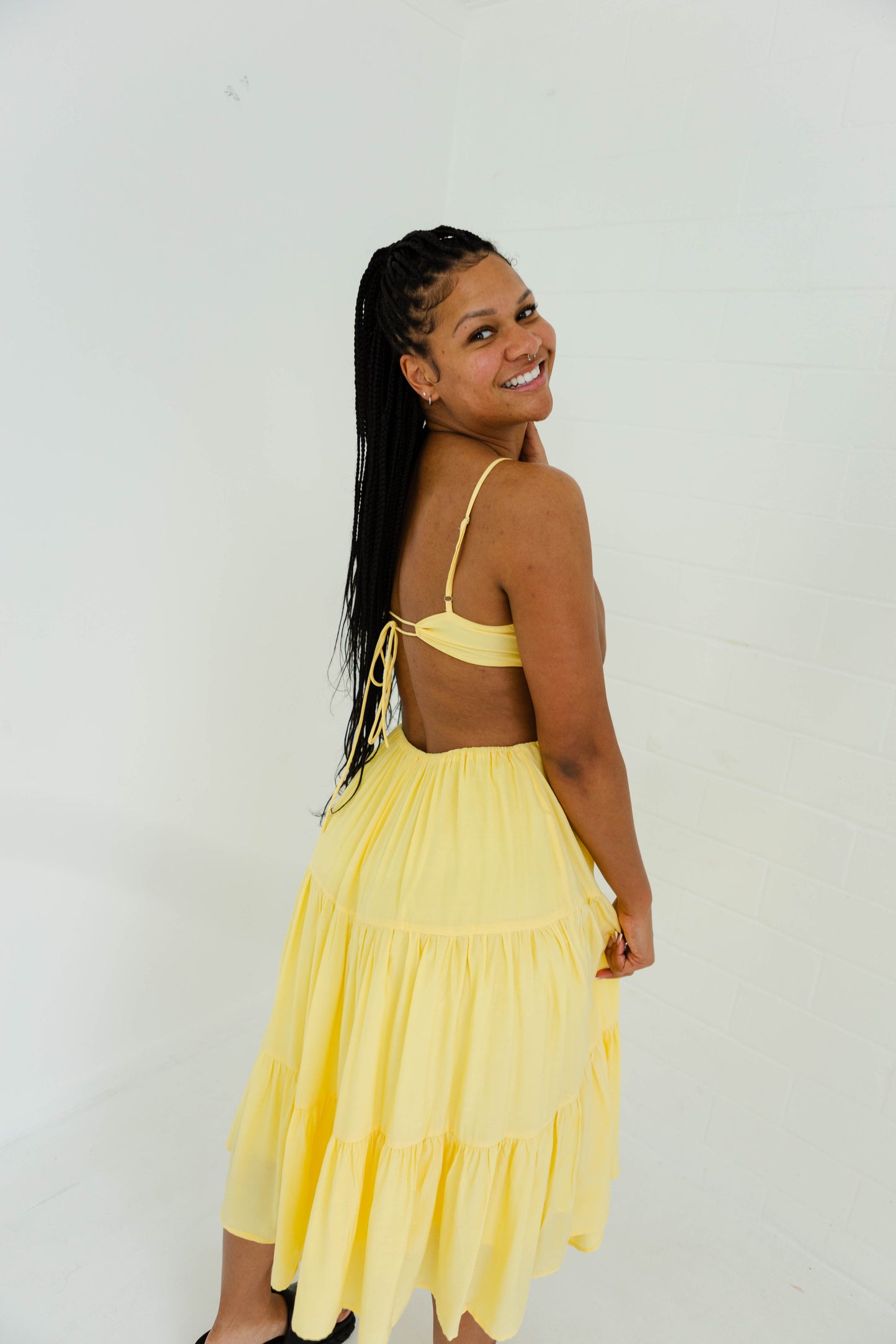 Large: Yellow Cut Out Dress