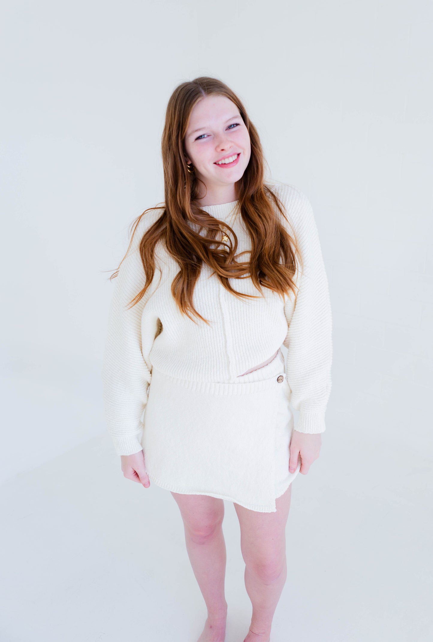 Cream Sweater & Skort Set