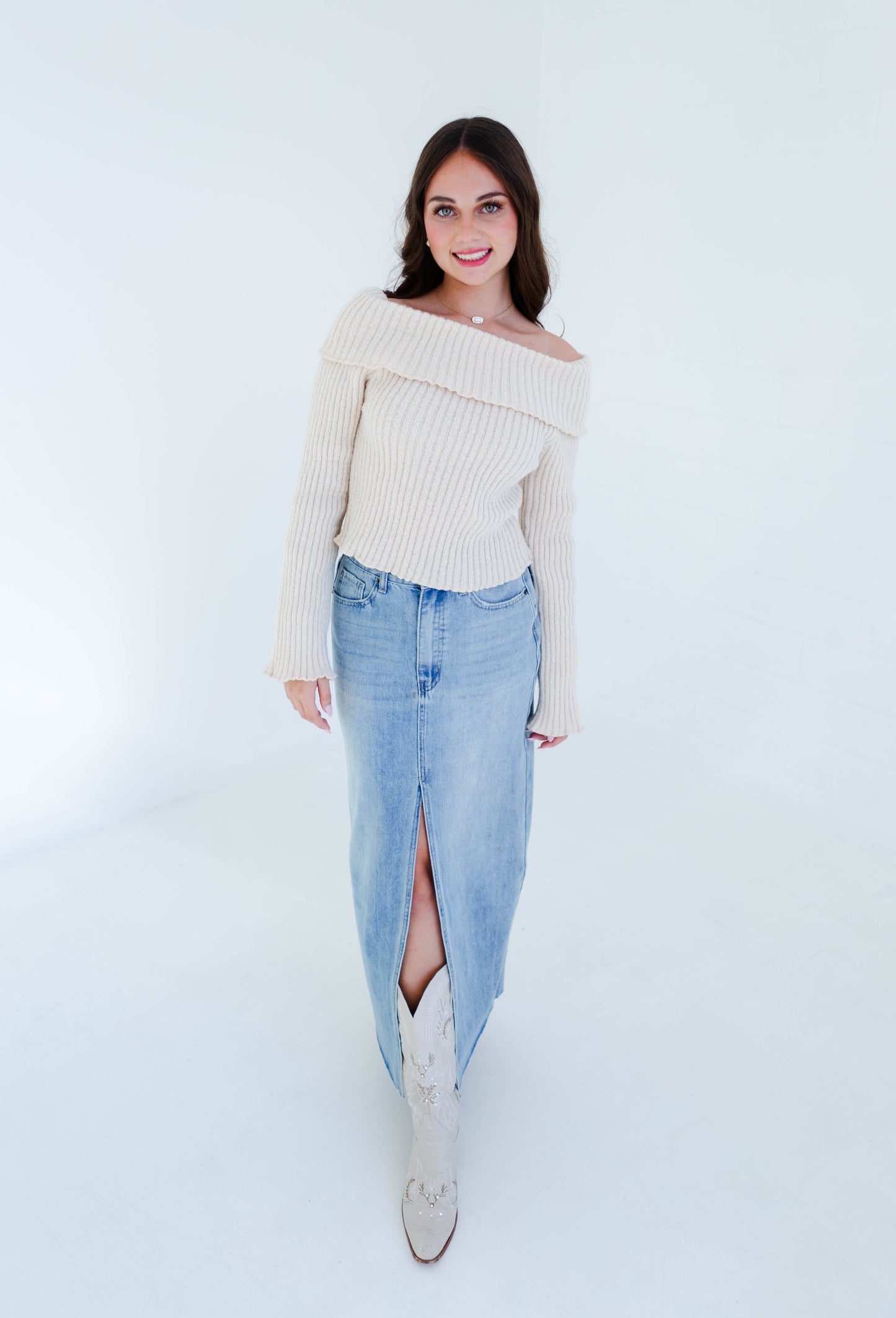 Cream Off the Shoulder Sweater