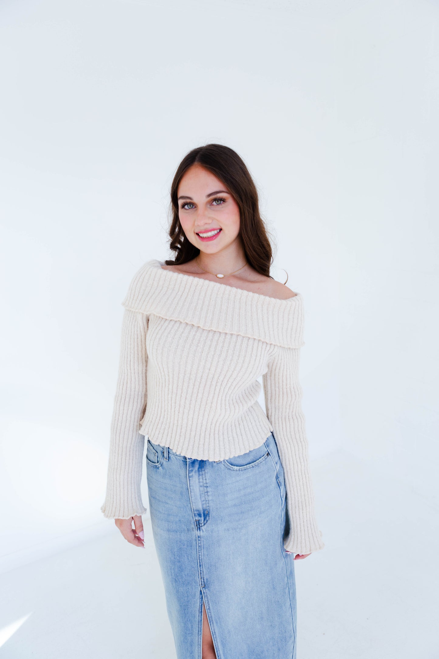 Cream Off the Shoulder Sweater