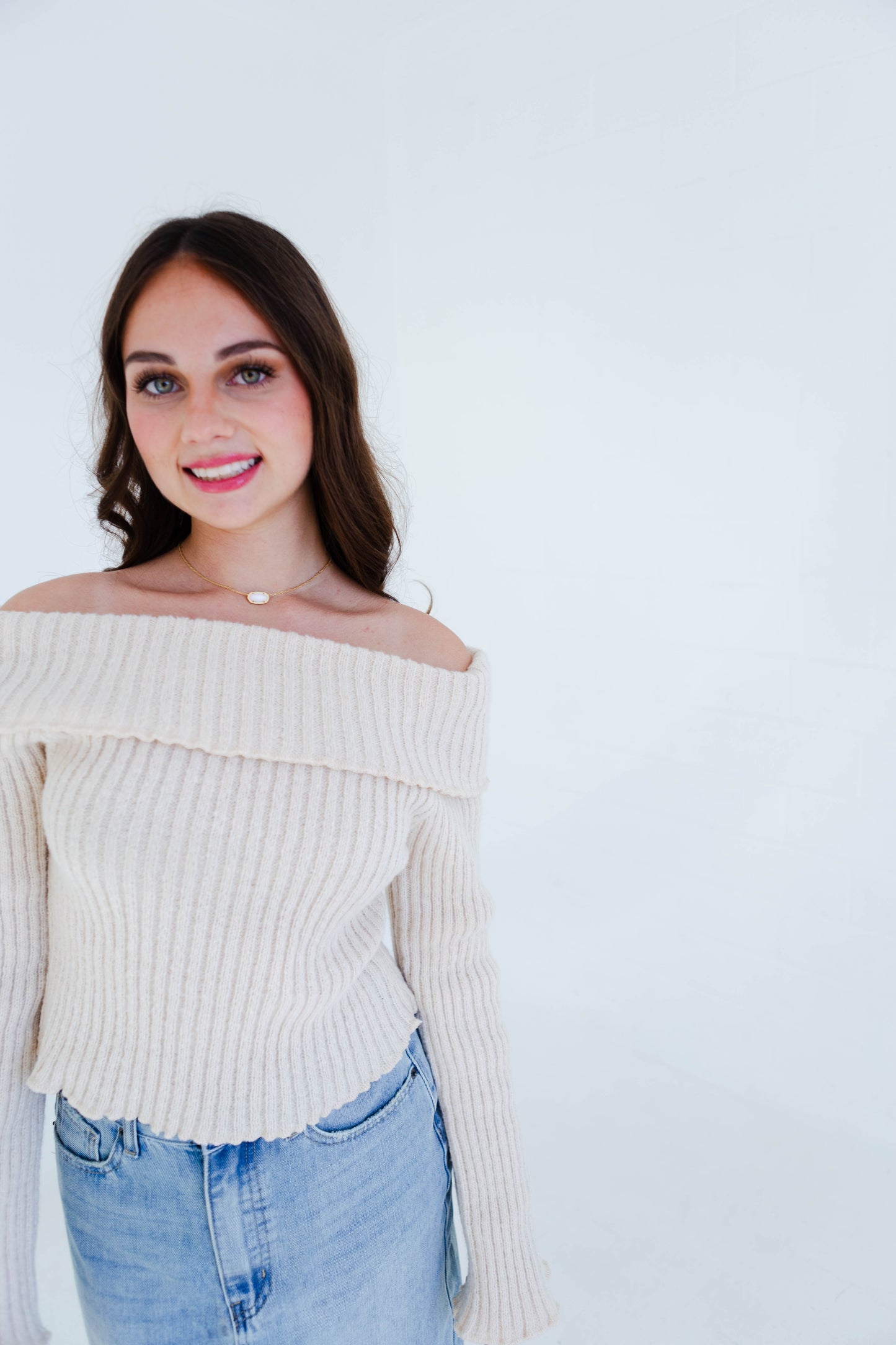 Cream Off the Shoulder Sweater