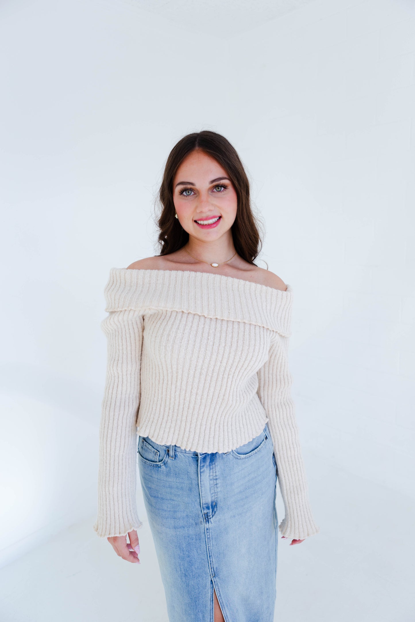 Cream Off the Shoulder Sweater