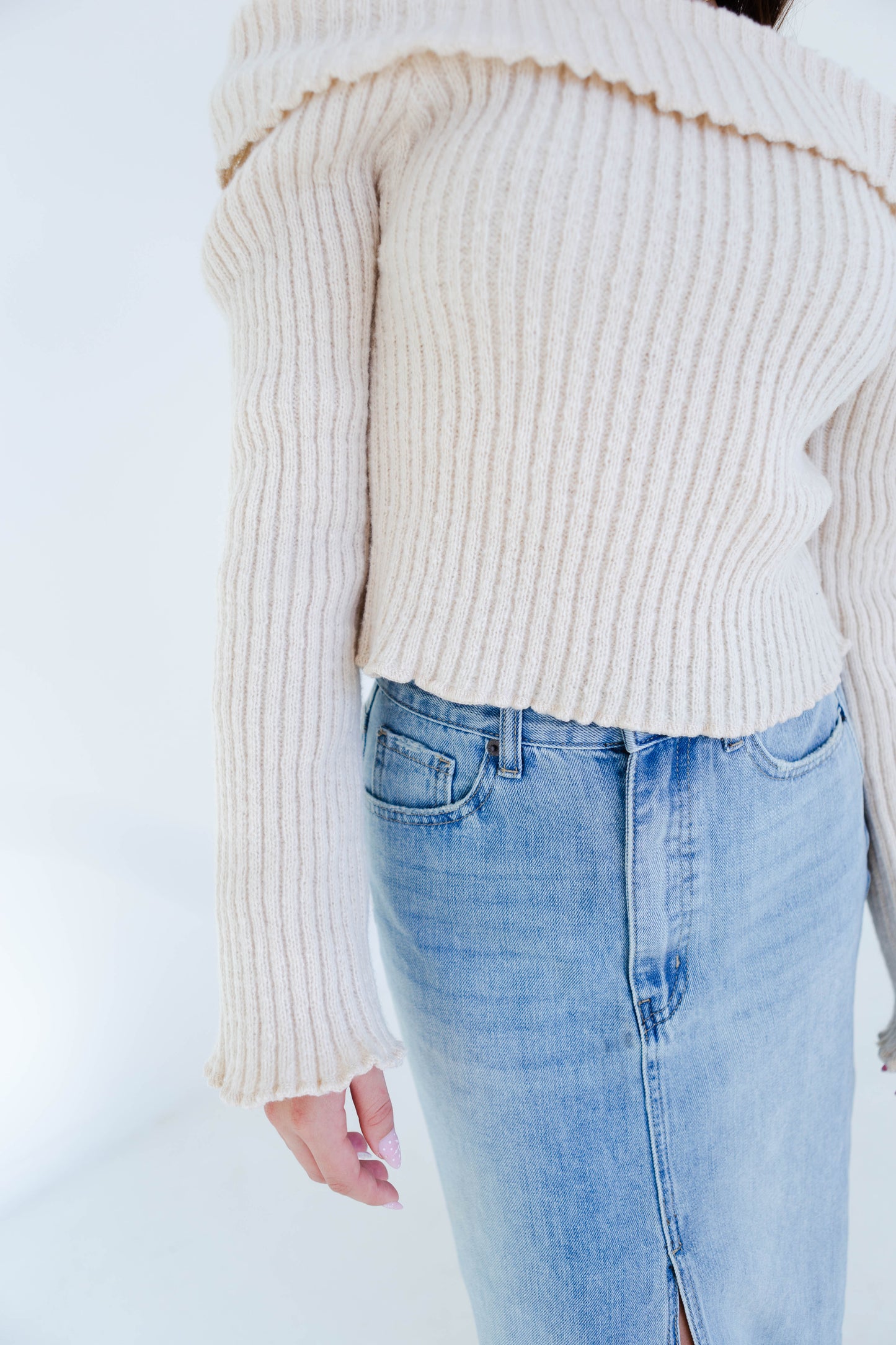 Cream Off the Shoulder Sweater