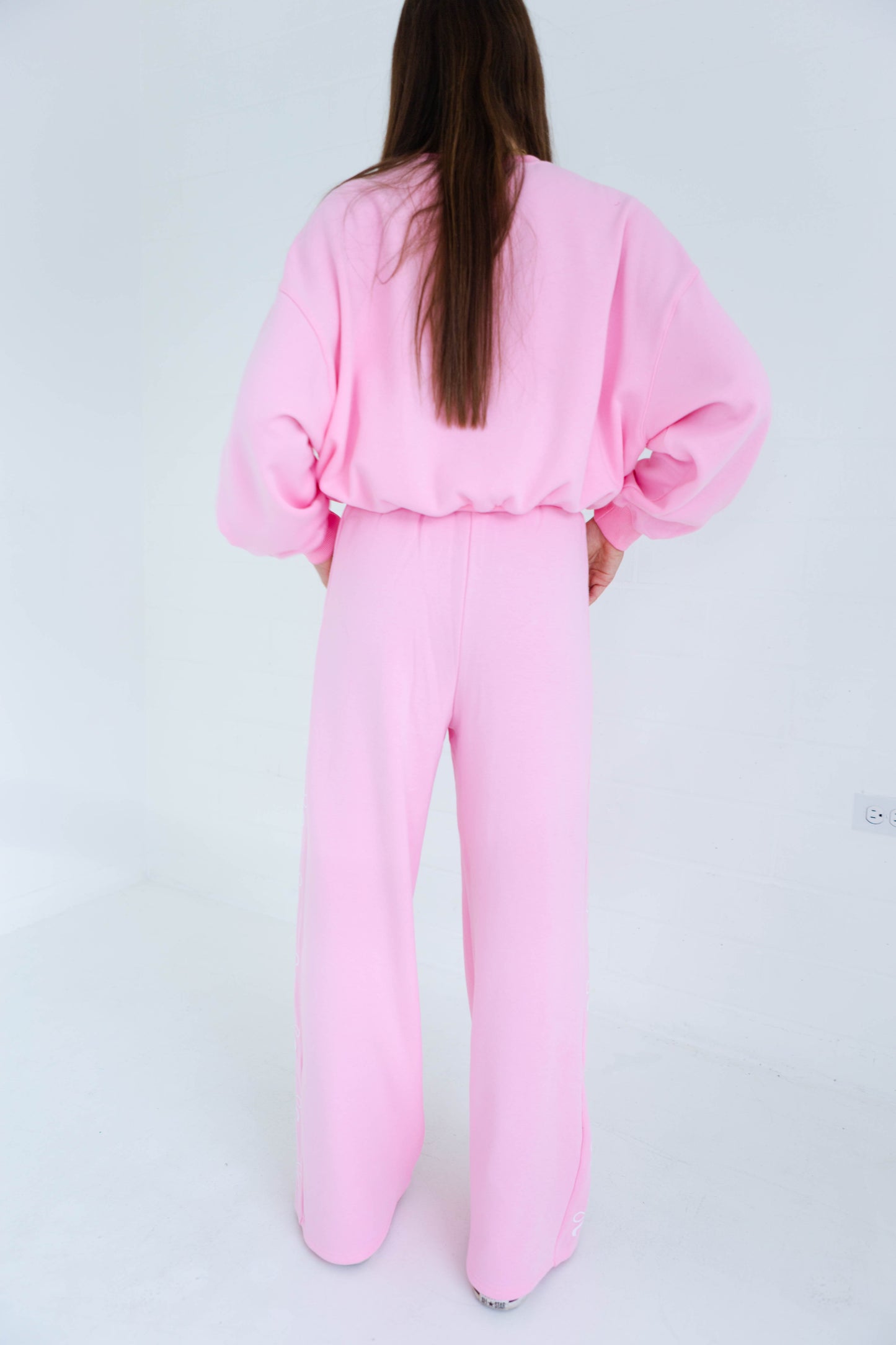 Pink Bow Wide Leg Sweat Pants