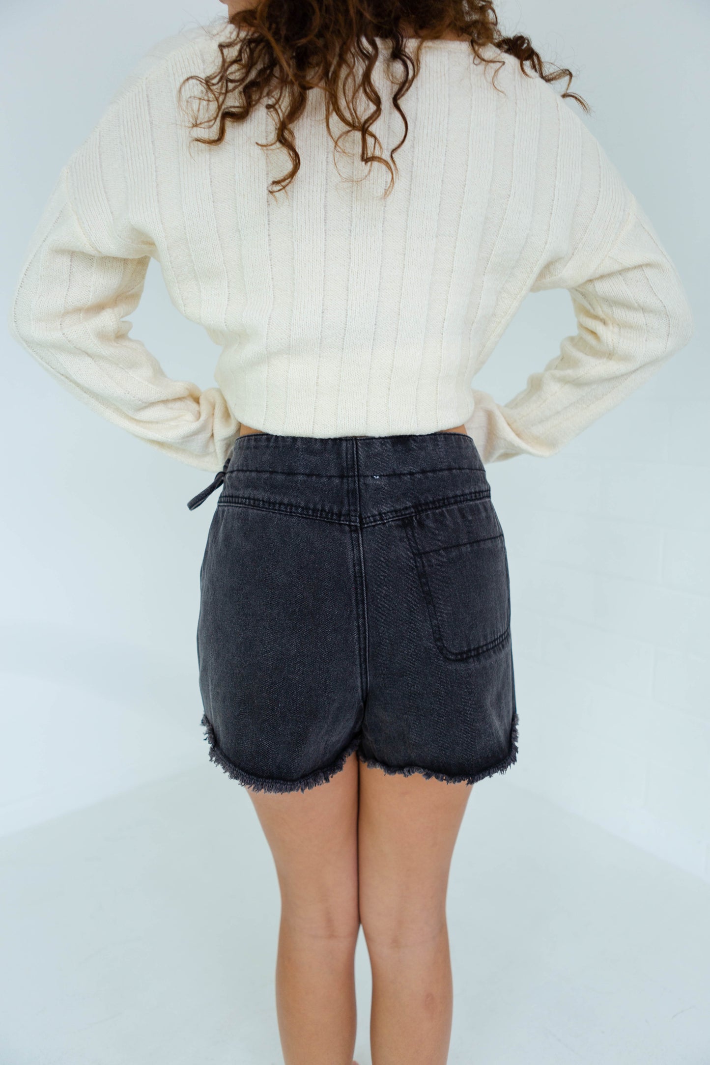 Black Denim Wrap Front Skort