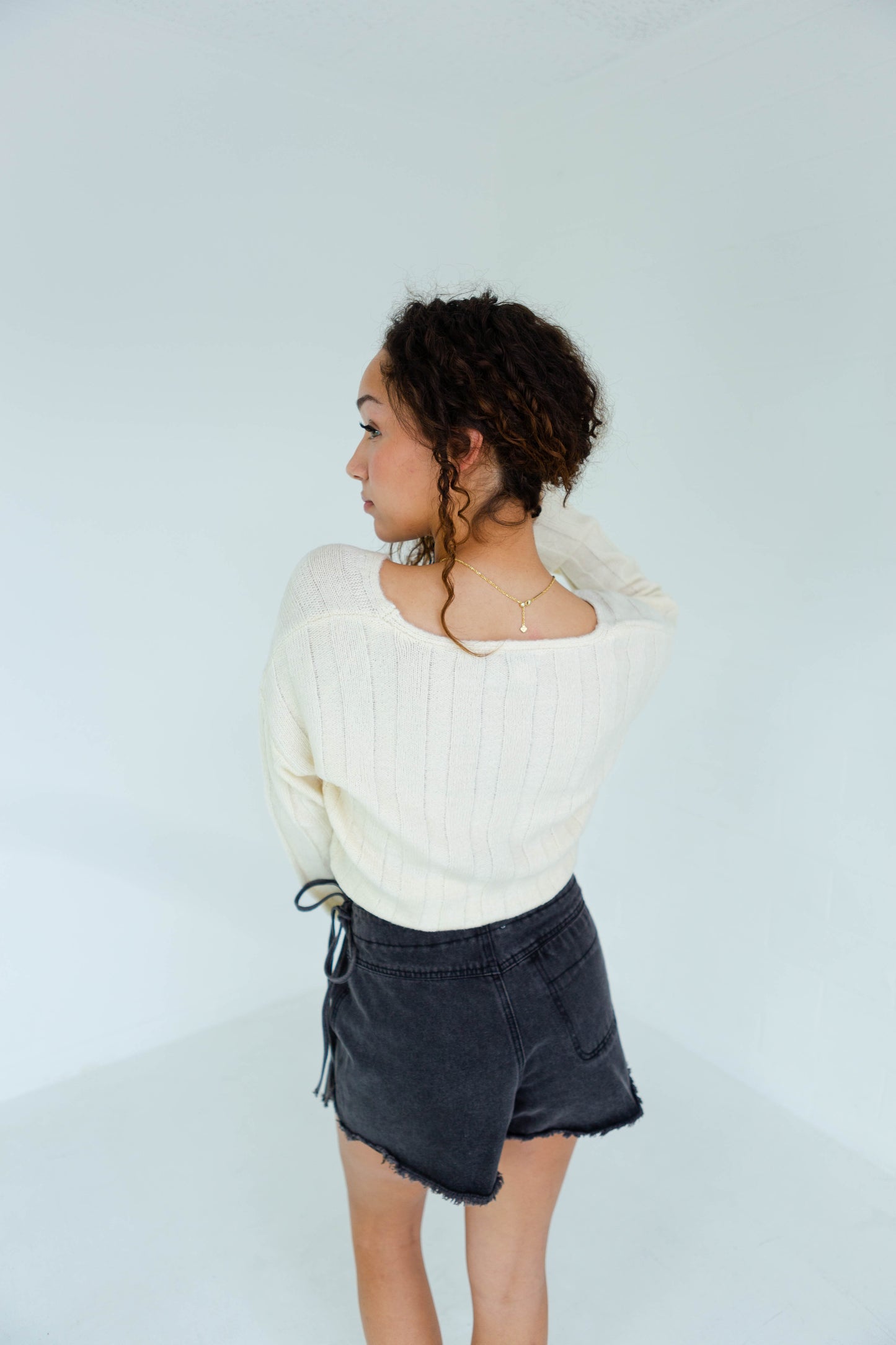 Warm Cream Cropped Sweater Top