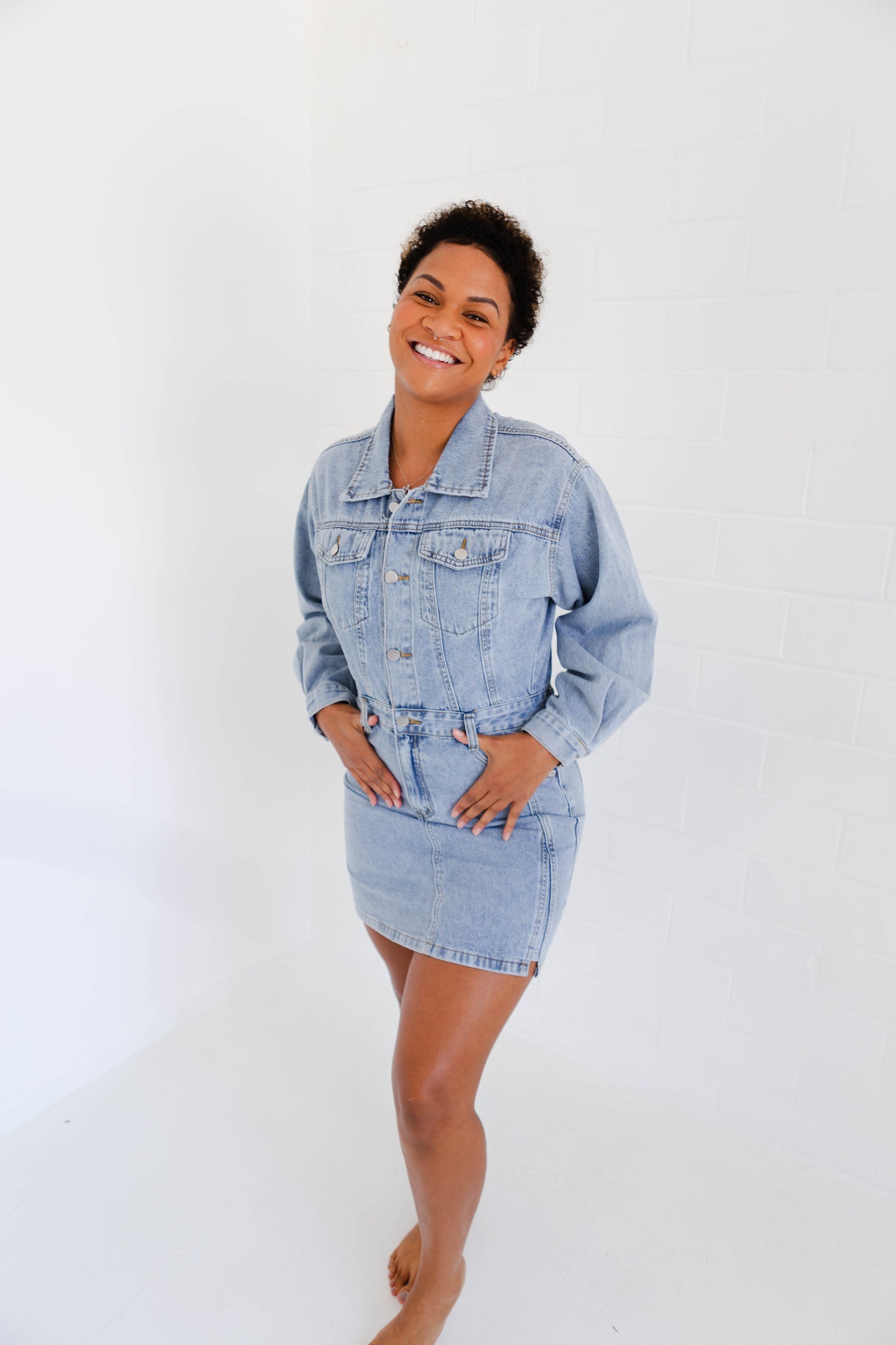 Denim Long Sleeve Utility Dress