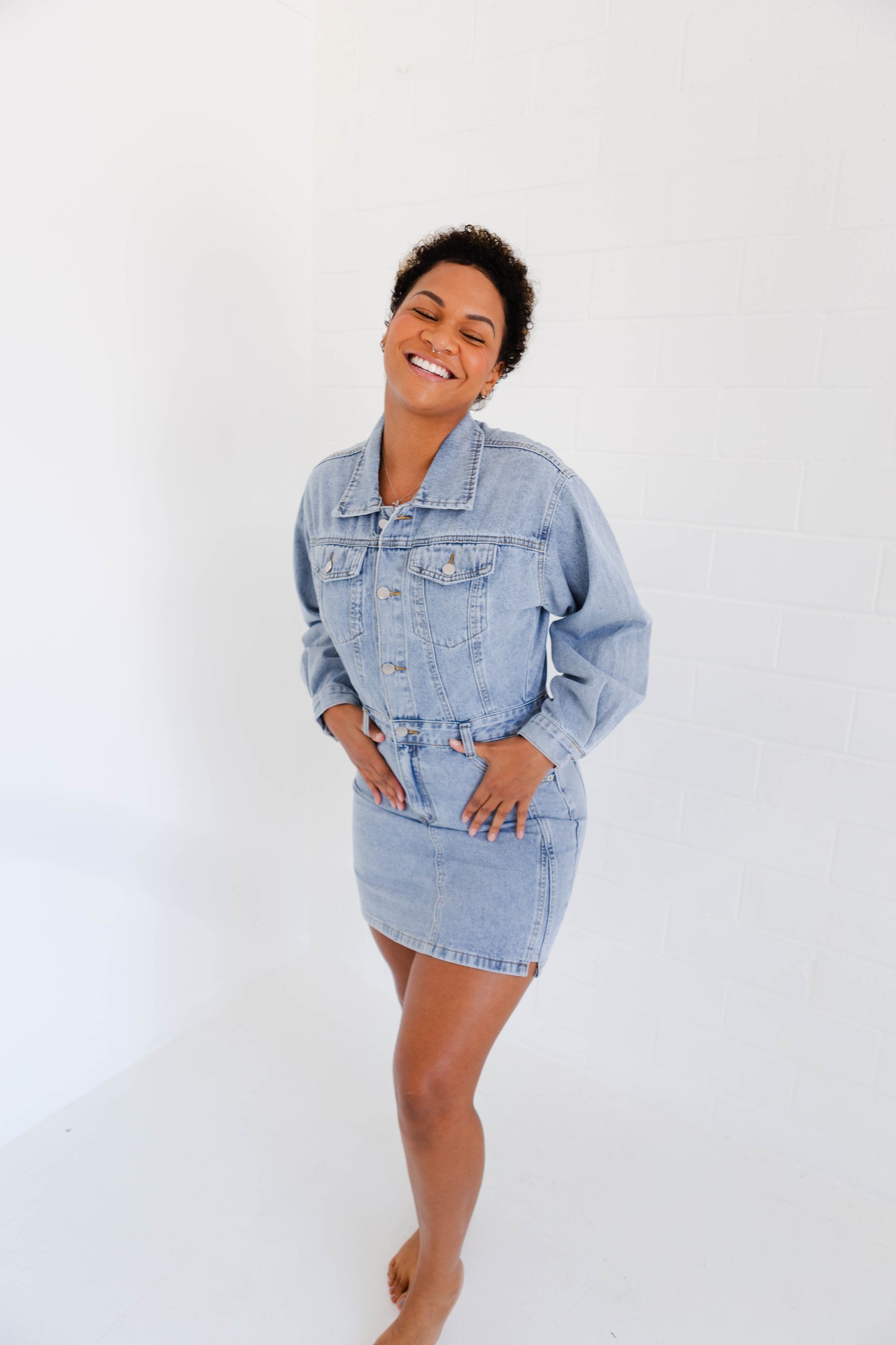 Denim Long Sleeve Utility Dress