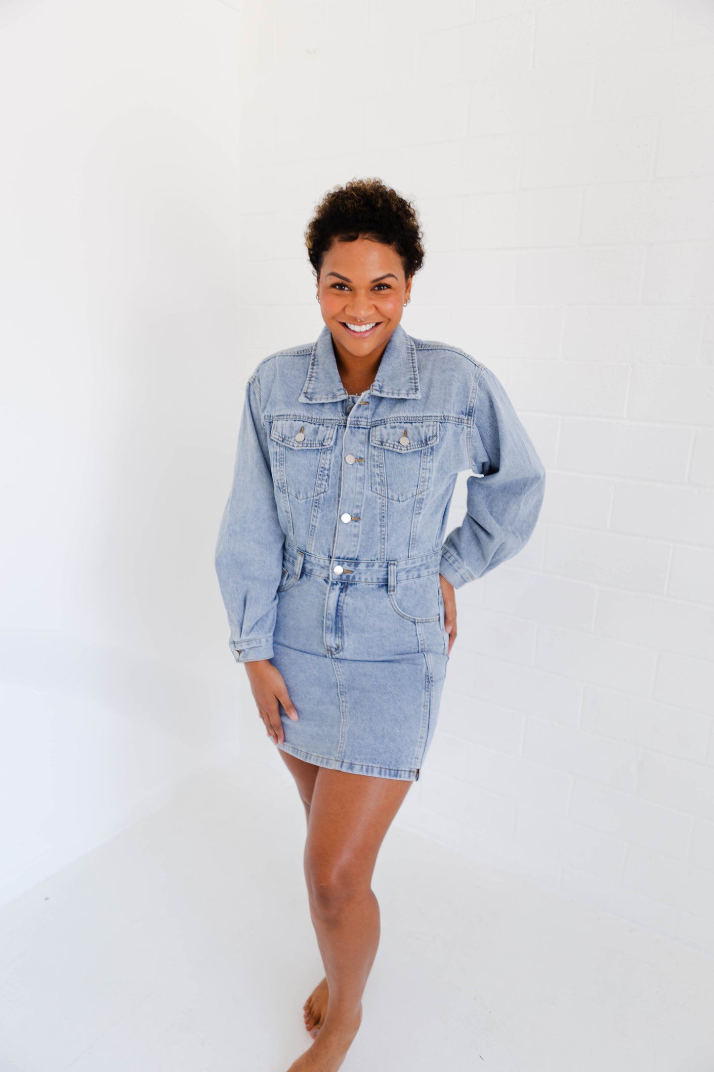 Denim Long Sleeve Utility Dress