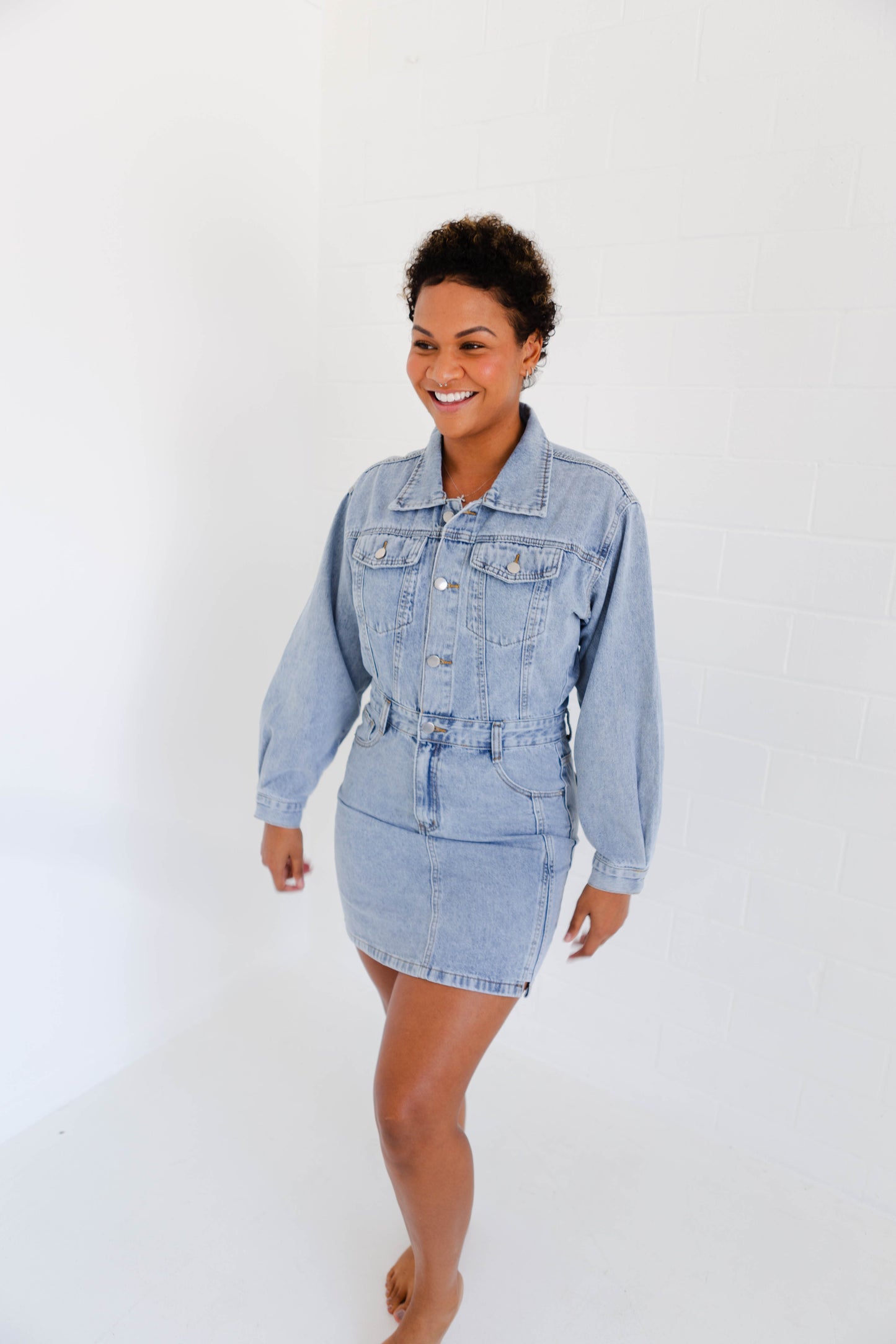 Denim Long Sleeve Utility Dress