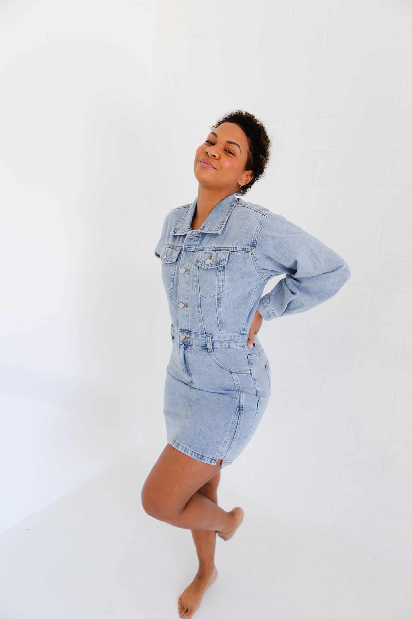 Denim Long Sleeve Utility Dress