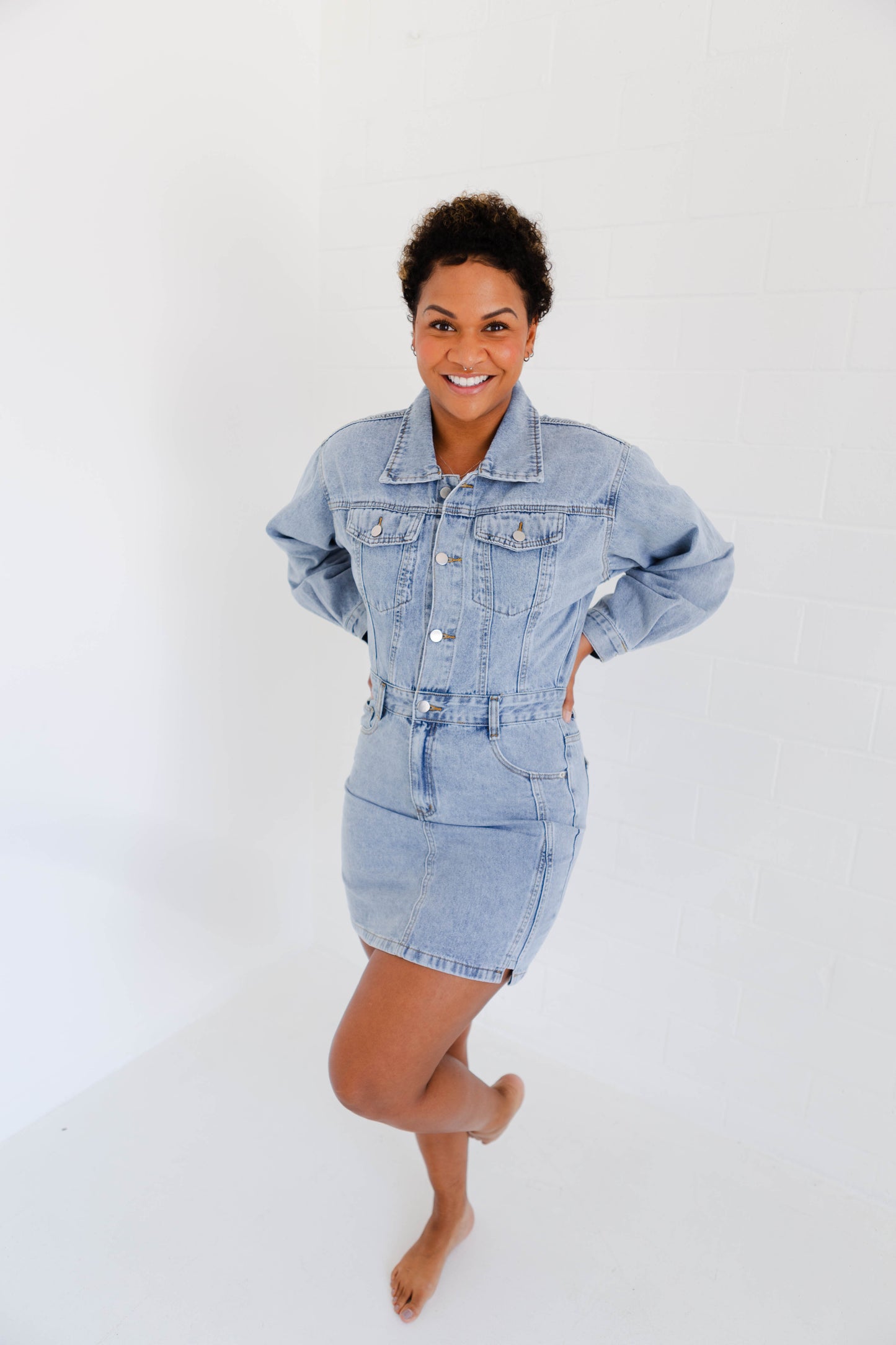 Denim Long Sleeve Utility Dress