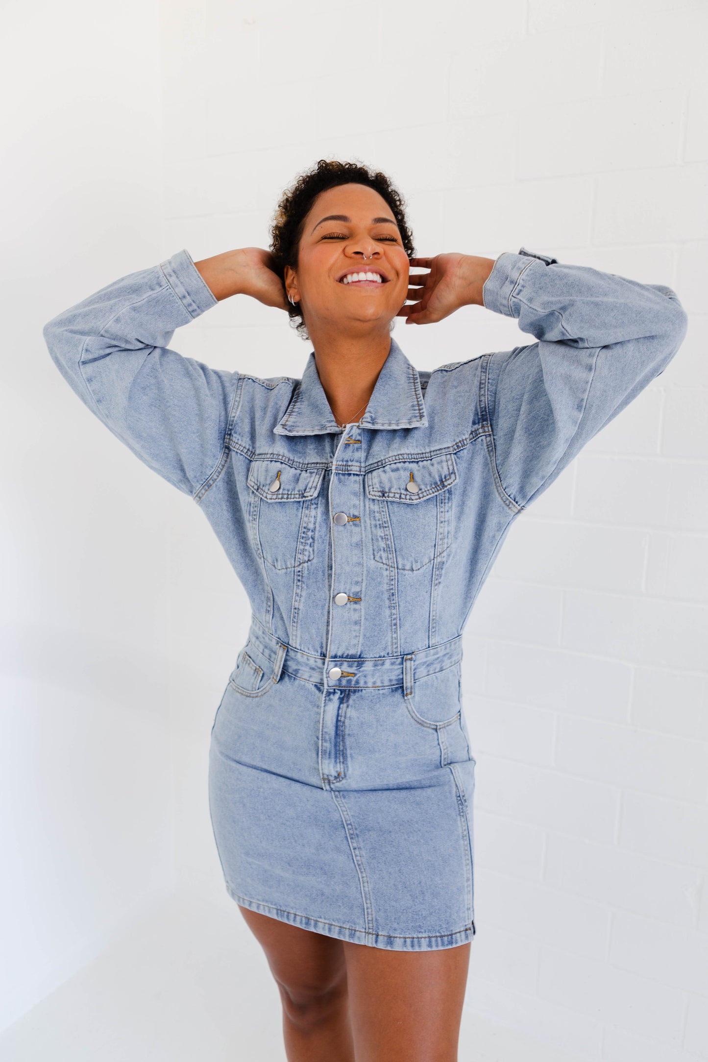 Denim Long Sleeve Utility Dress