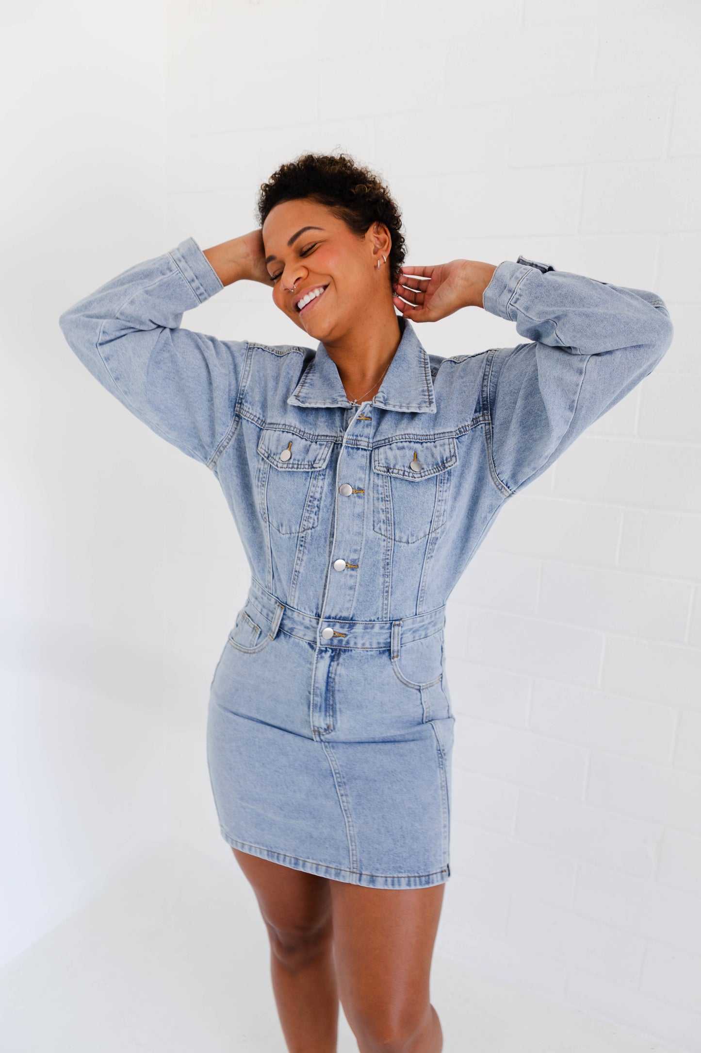 Denim Long Sleeve Utility Dress