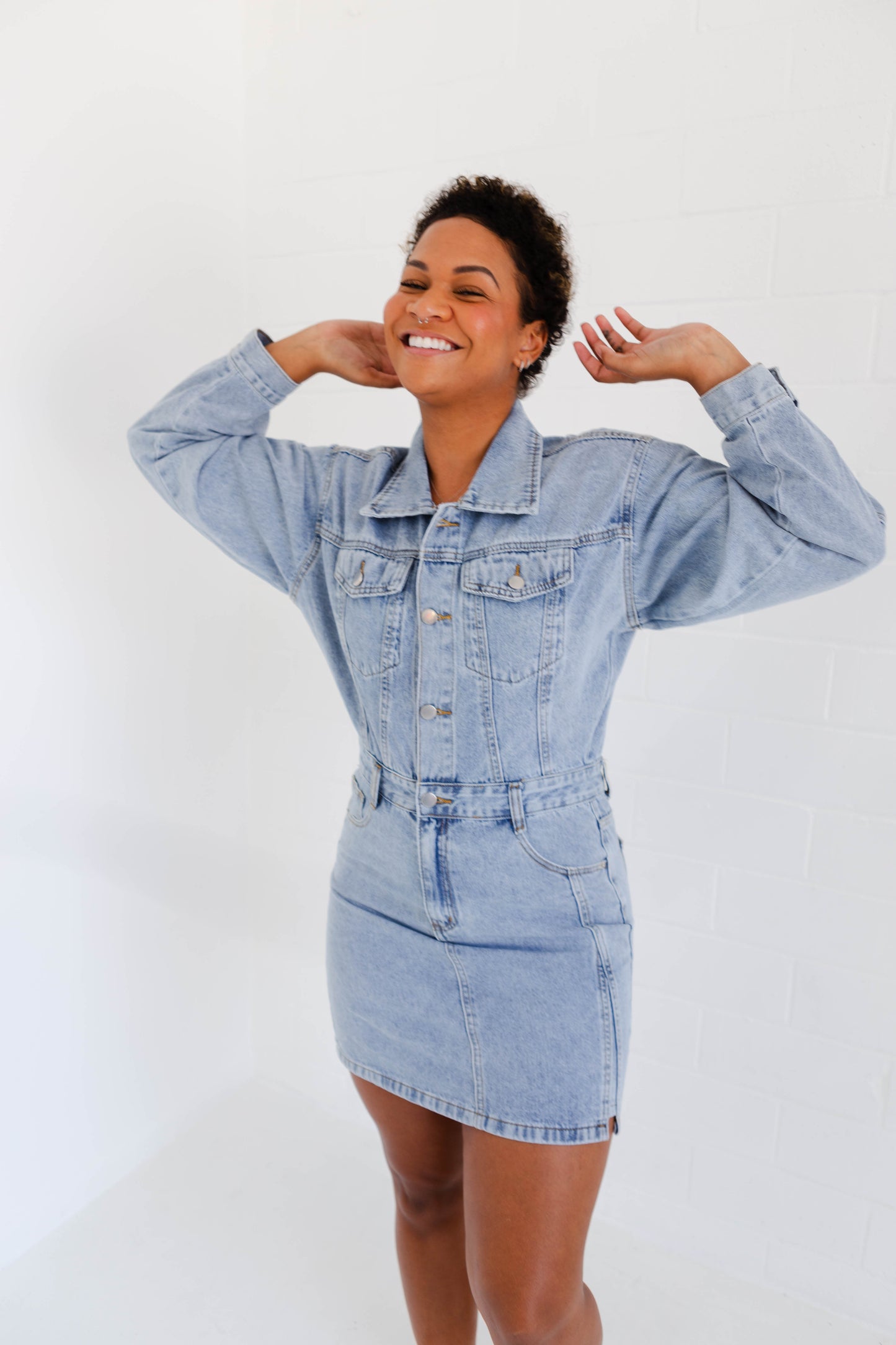 Denim Long Sleeve Utility Dress