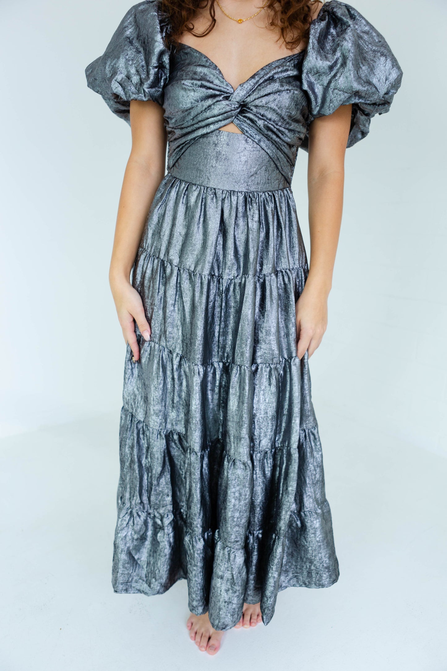 Gunmetal Soft Woven Maxi Dress