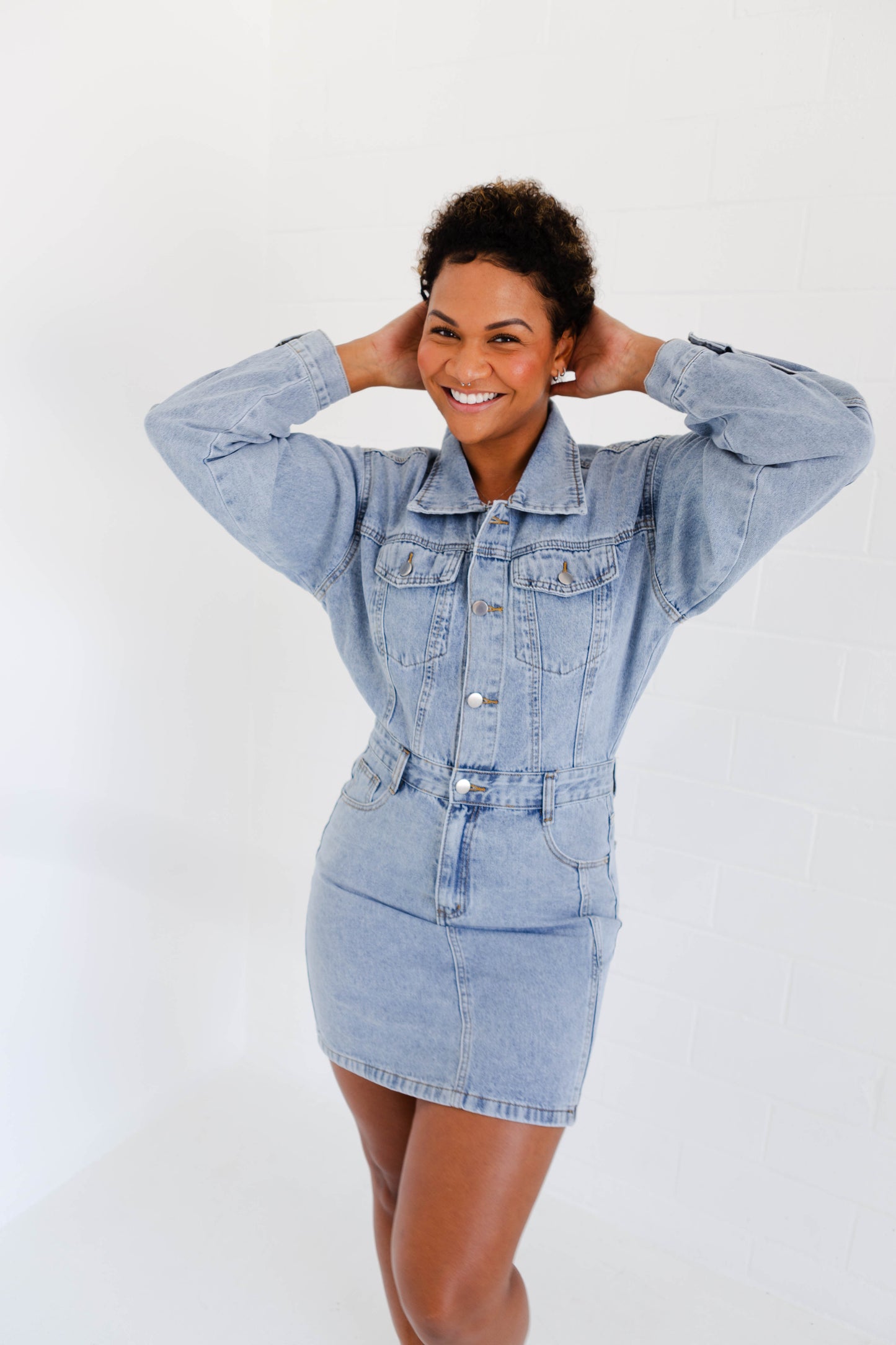 Denim Long Sleeve Utility Dress