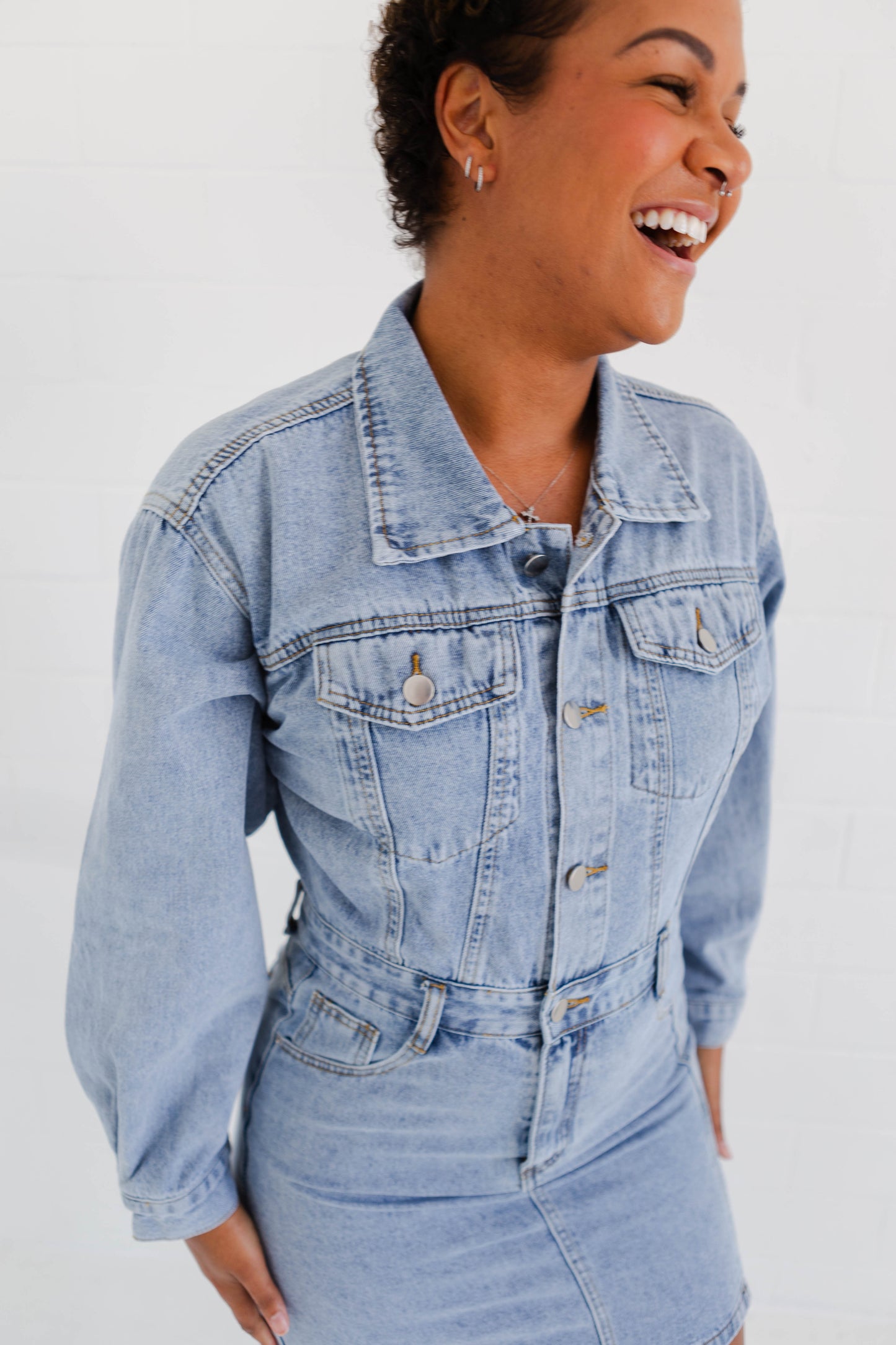 Denim Long Sleeve Utility Dress