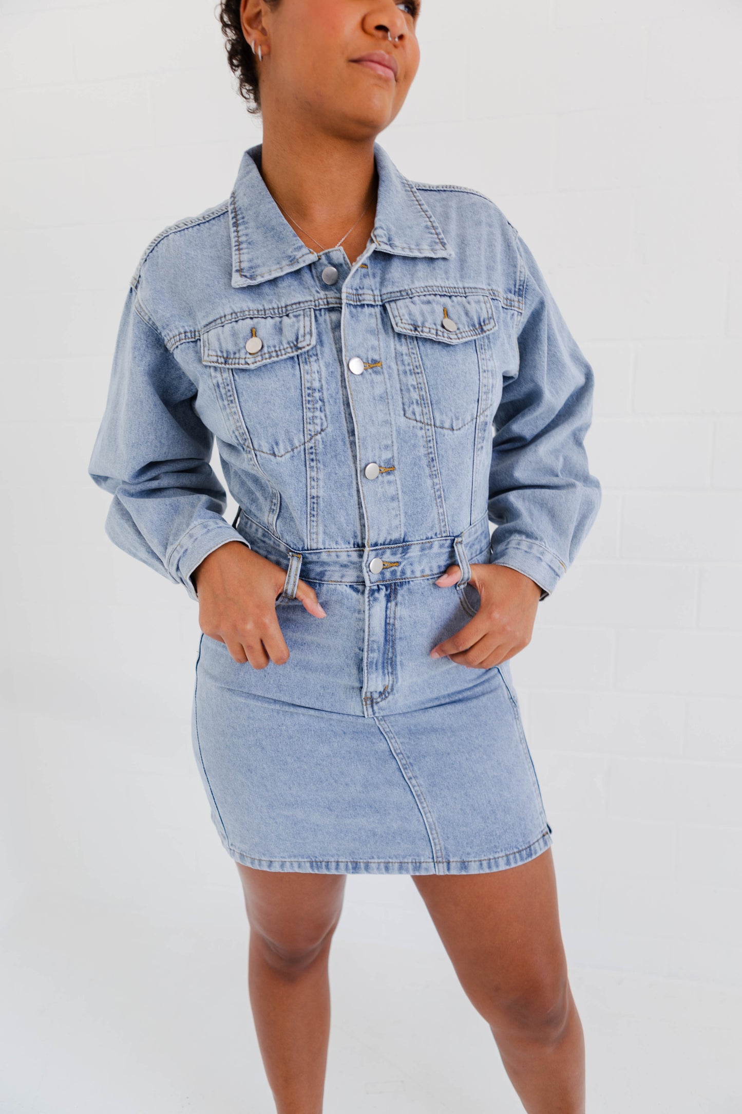 Denim Long Sleeve Utility Dress