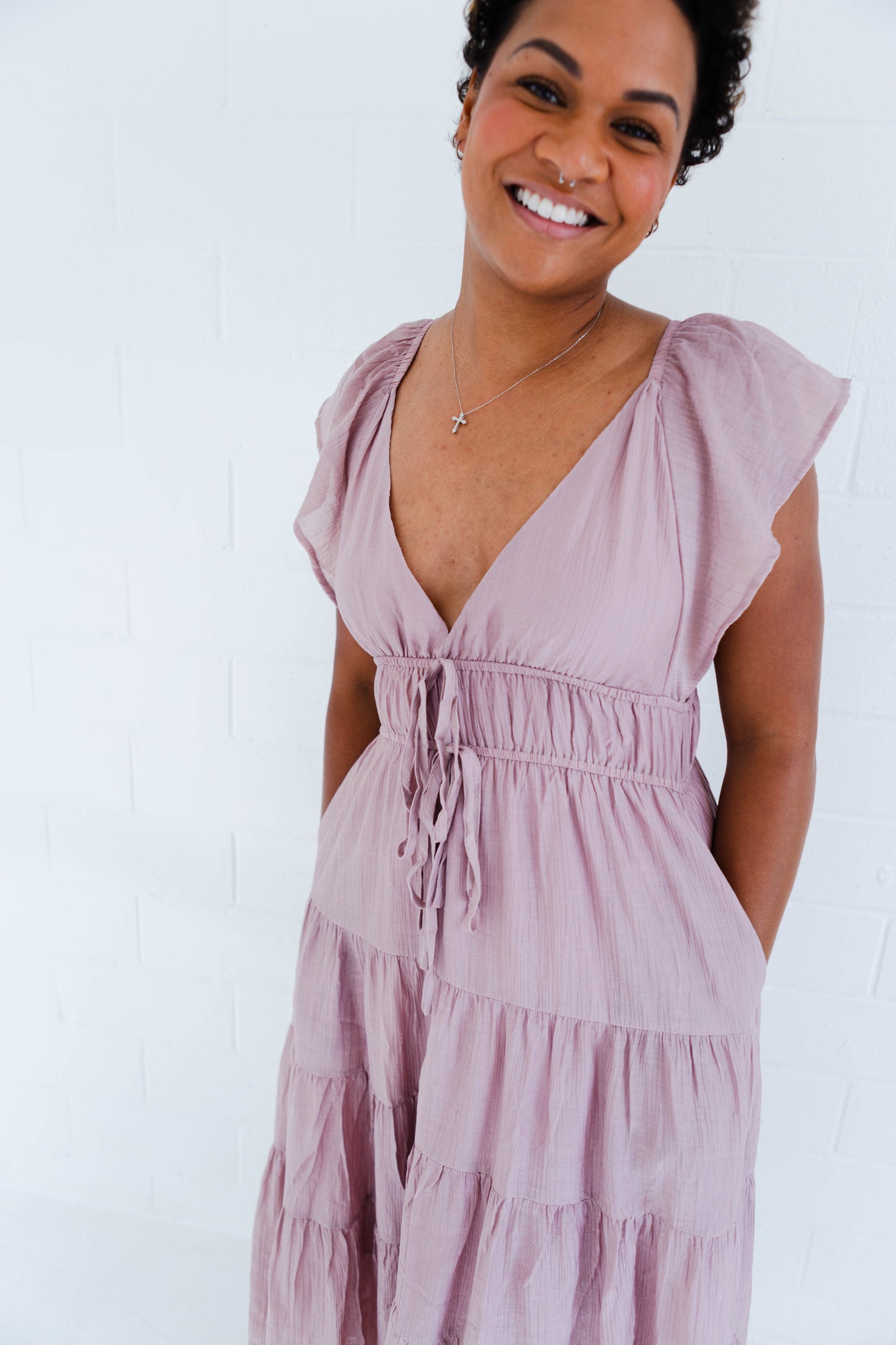 Dusty Mauve Midi Dress