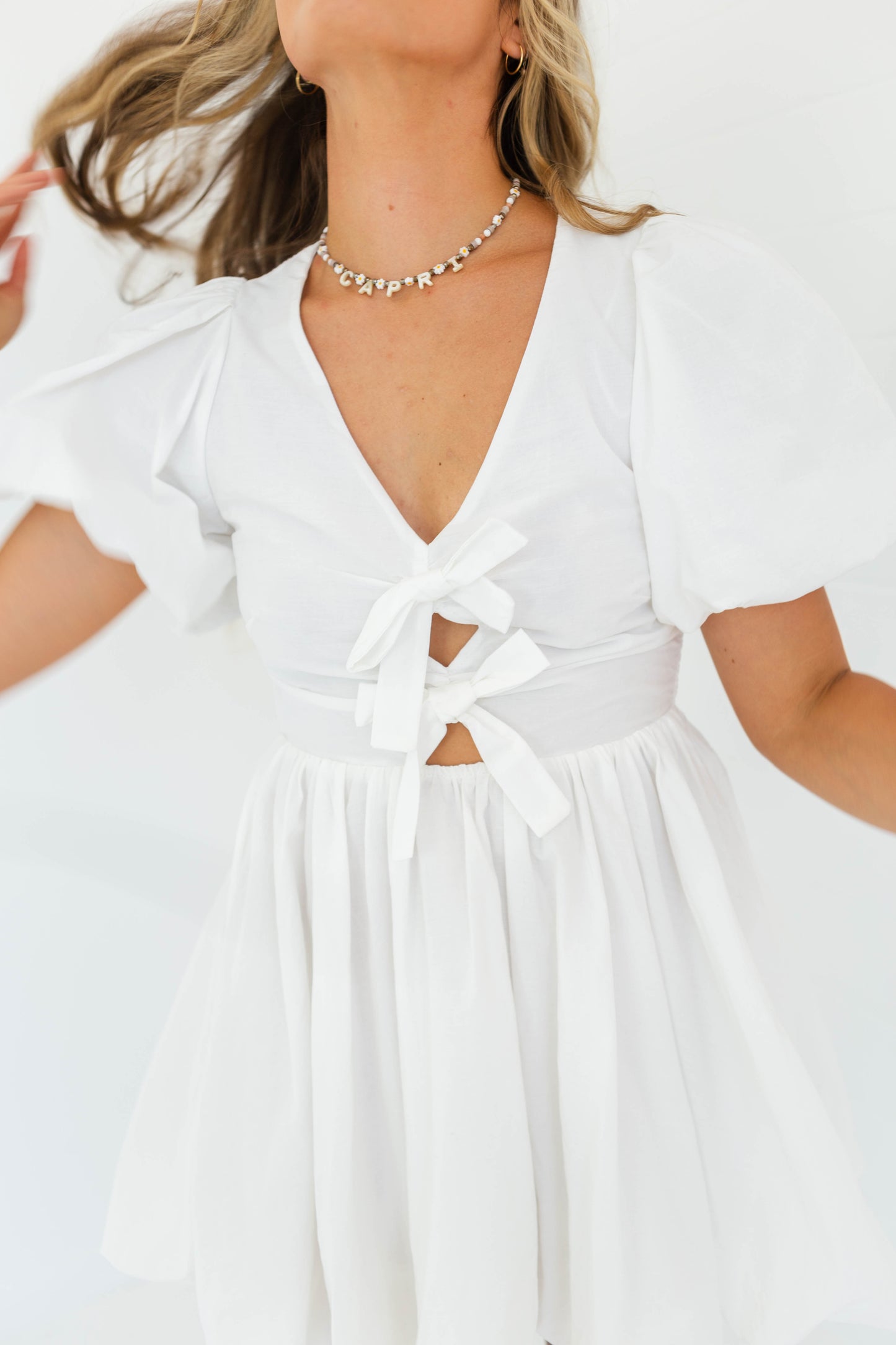 White Bow Front Dress