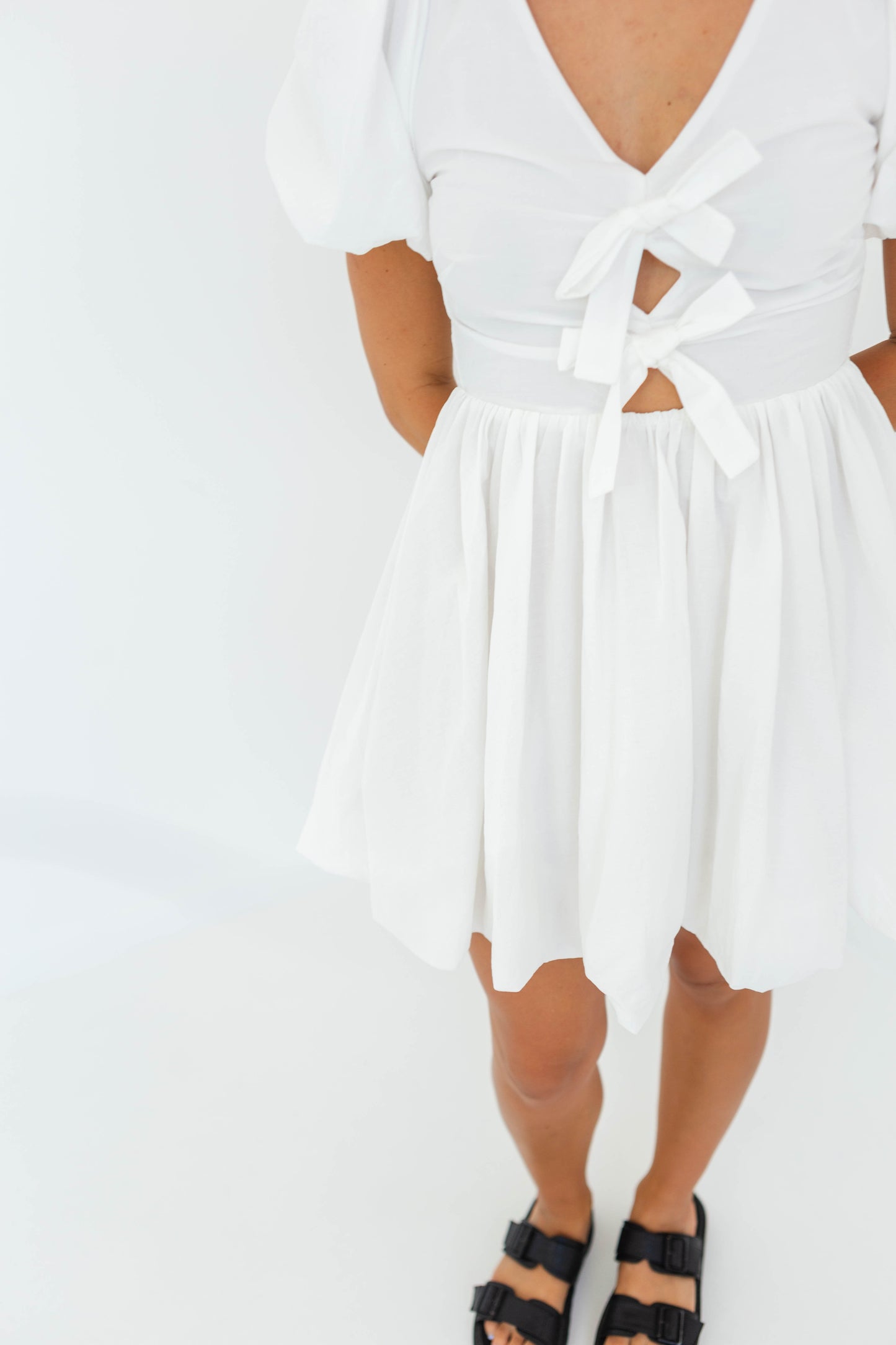 White Bow Front Dress