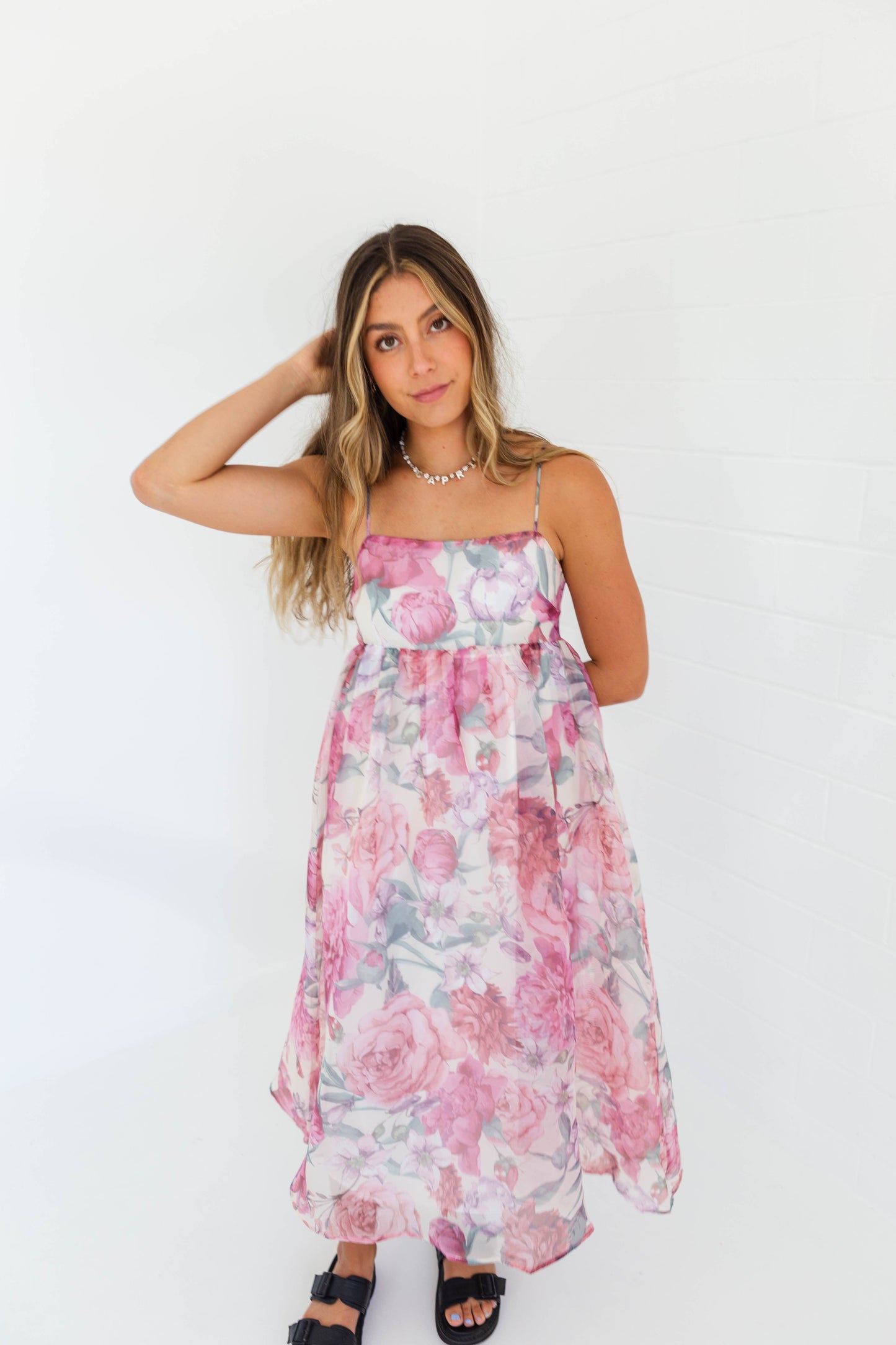 Berry Floral Midi Dress