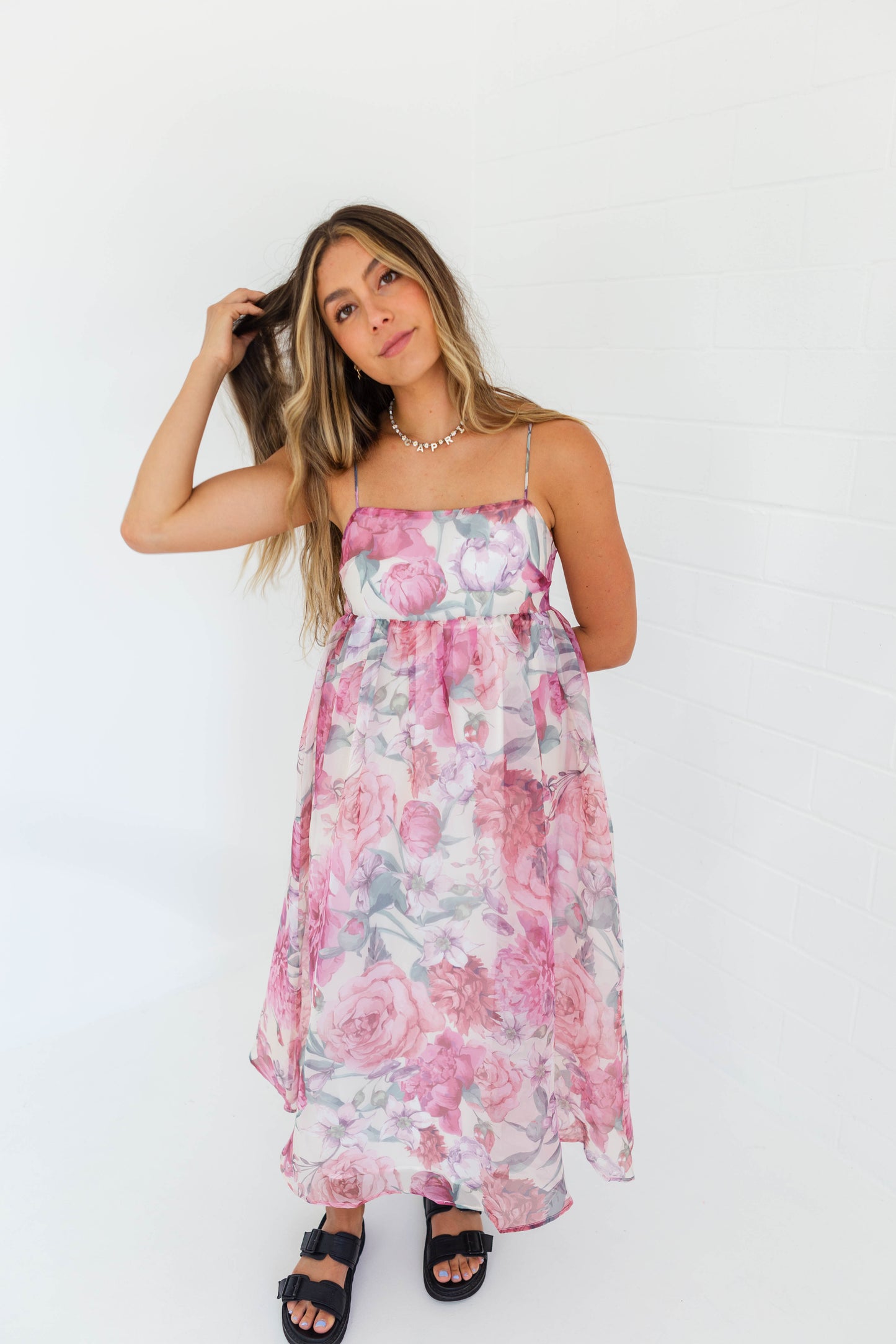 Berry Floral Midi Dress