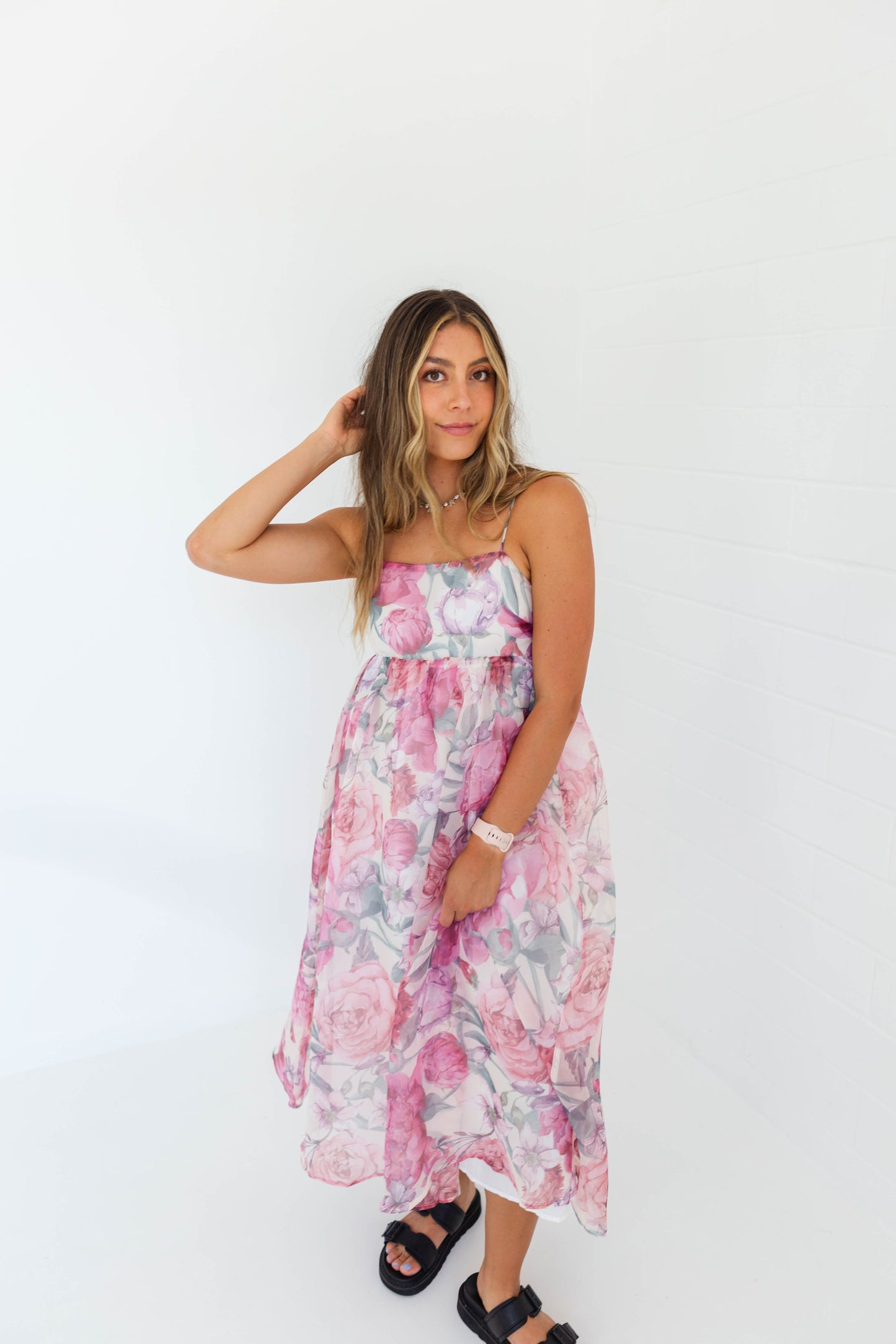 Berry Floral Midi Dress