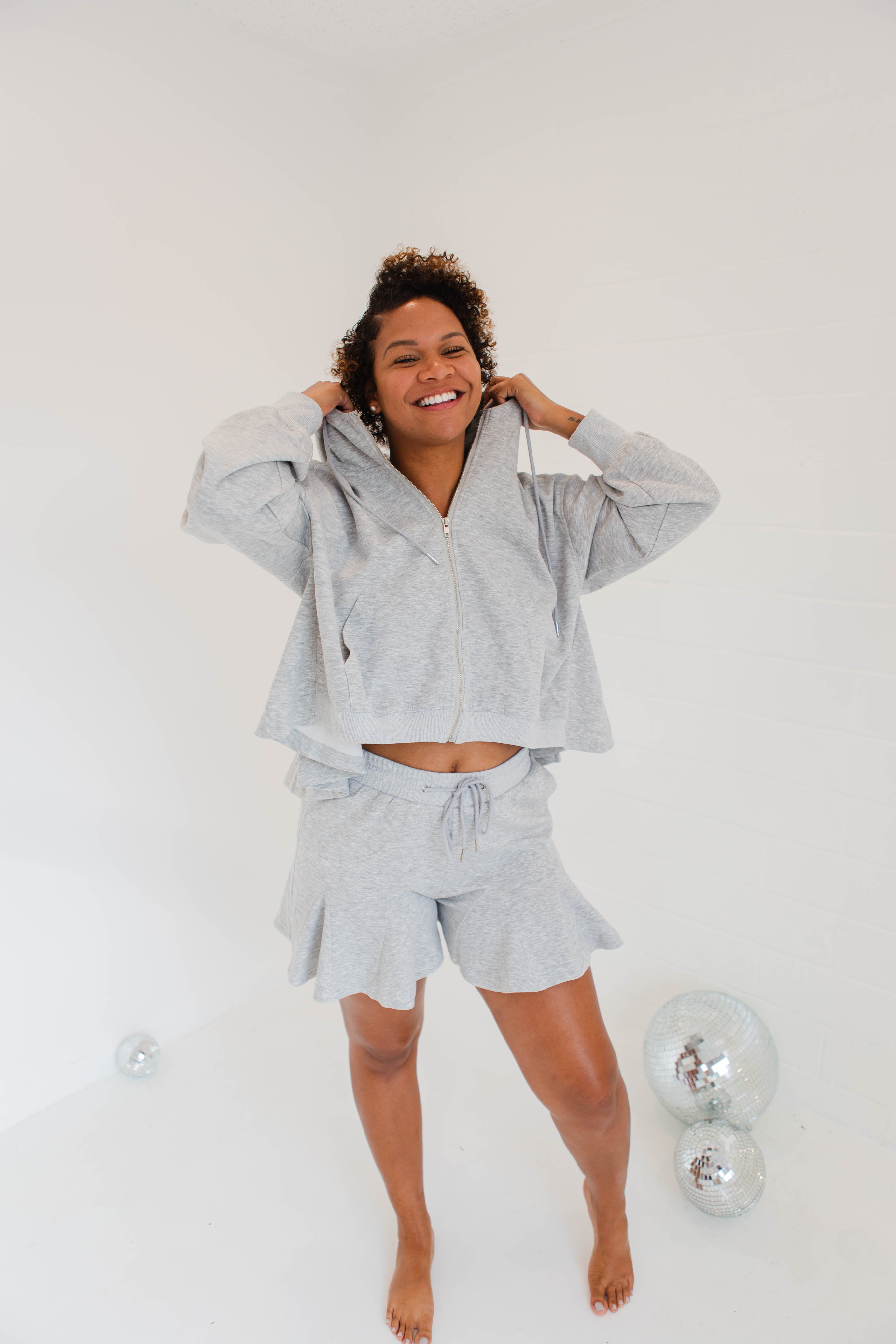 Heather Grey Flare Hoodie Shorts Set Wildflower Threads