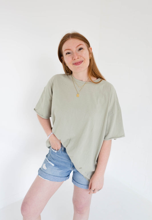 Oversized Raw Hem Detailed T Shirt