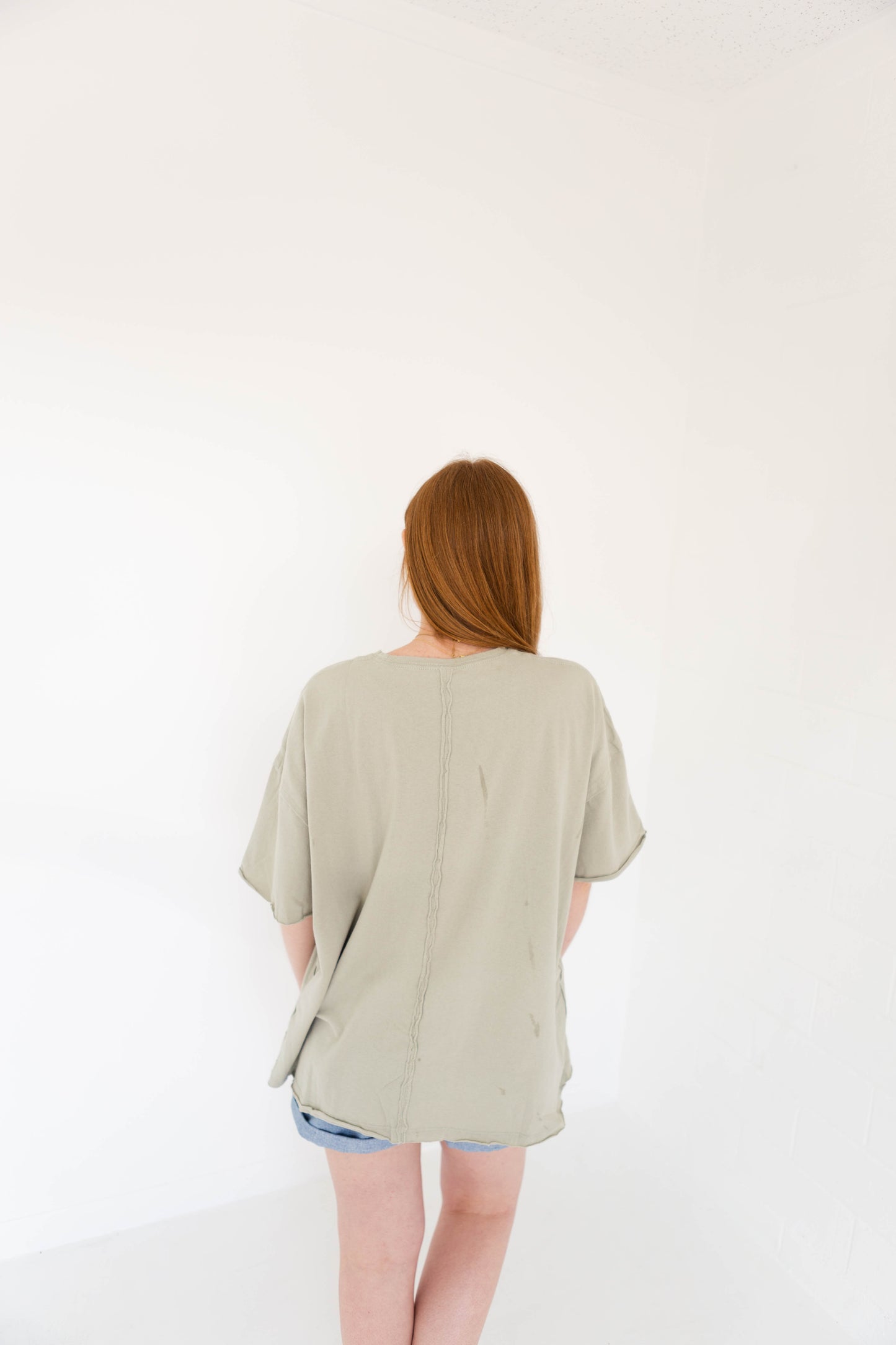 Oversized Raw Hem Detailed T Shirt