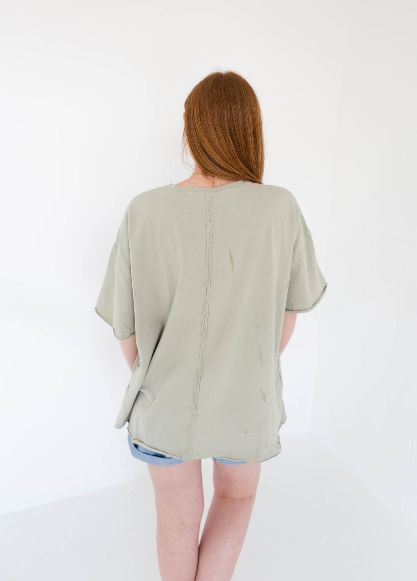 Oversized Raw Hem Detailed T Shirt