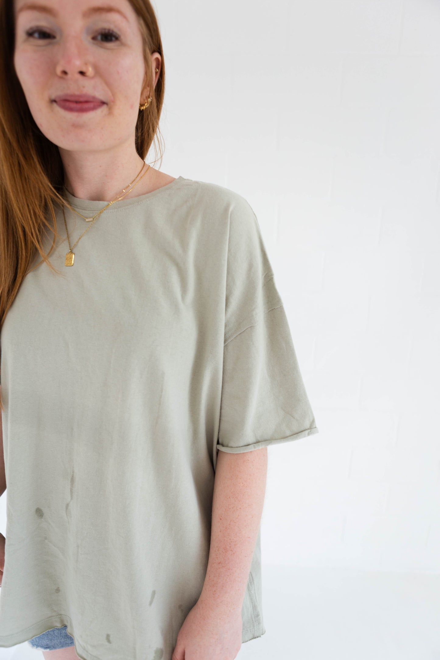 Oversized Raw Hem Detailed T Shirt