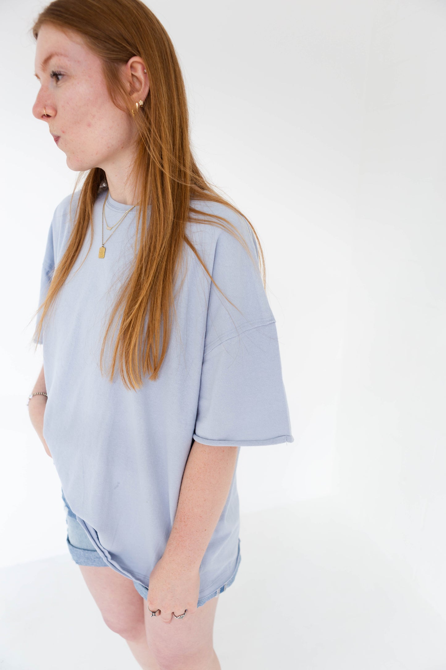 Oversized Raw Hem Detailed T Shirt