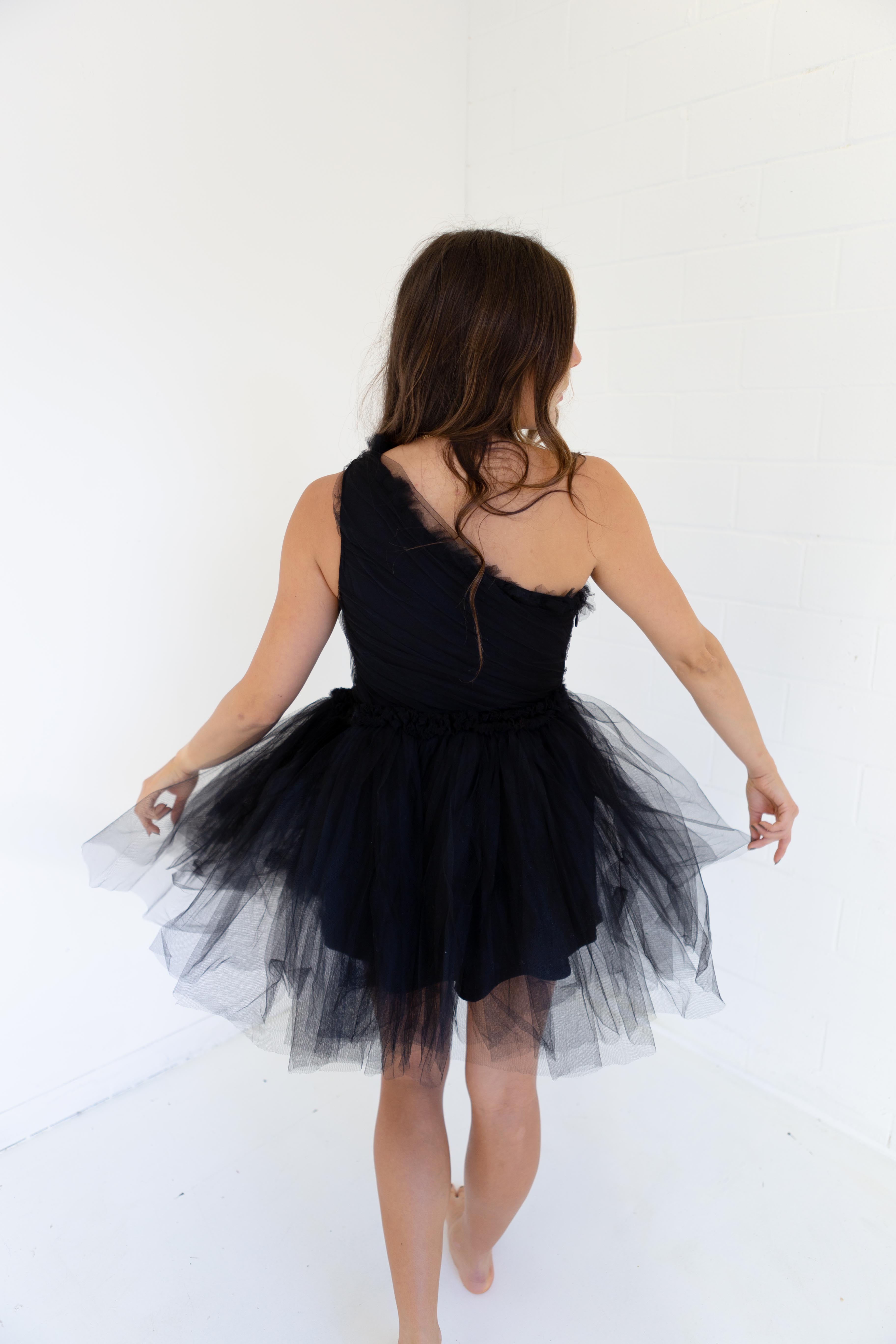 One Shoulder Tulle Mini Dress – Wildflower Threads